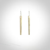 Hand carved medium whalebone drop earrings hand made by Kristal Thompson. One only large whale bone drop earrings. Real whale bone art to wear. Free Shipping worldwide. One pair only, delivered in a kete pouch.